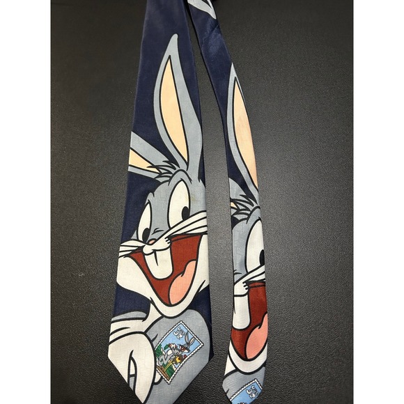 Looney Tunes Bugs Bunny Necktie Stamp Collection 1997 Warner Bros Tie - Picture 1 of 2